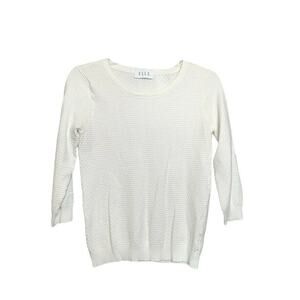 Elle Women ivory knit blouse sweater Sz Small  scoop neck pullover